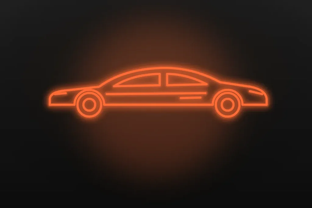 LED neon car wall art glowing orange